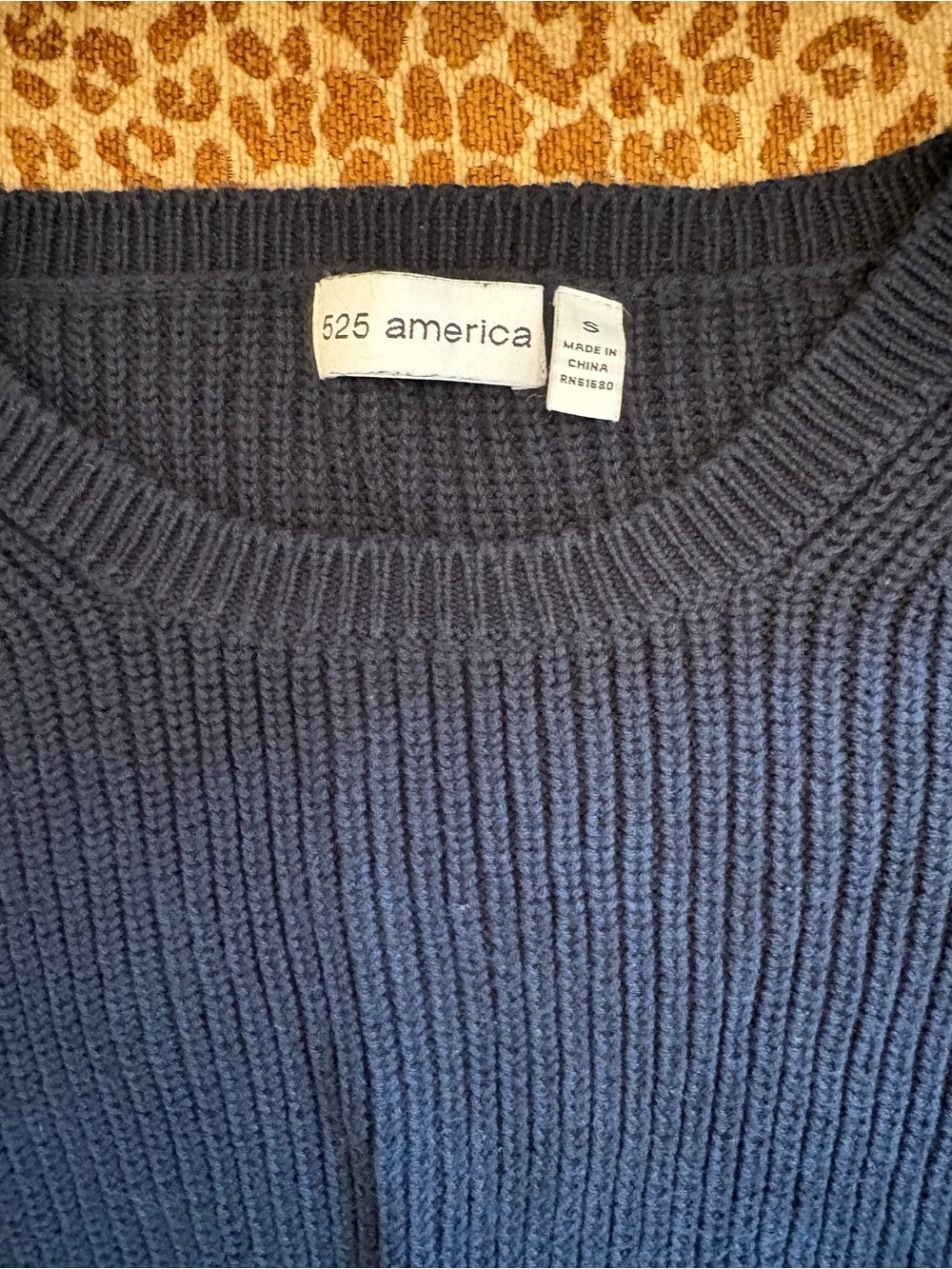 525 America Navy Ribbed Crewneck Sweater - Picture 2 of 4